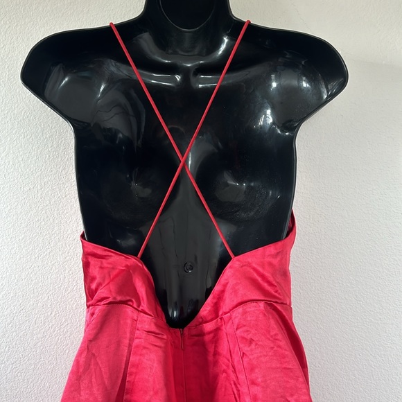 Princess Polly Rosalind Red Satin V Neckline Mini Dress - Picture 9 of 11